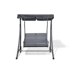 Beliani Schommelbank TESERO - Grijs Staal -Tuinmeubelen 08e830153750415bbb0dbce24ef08ae1