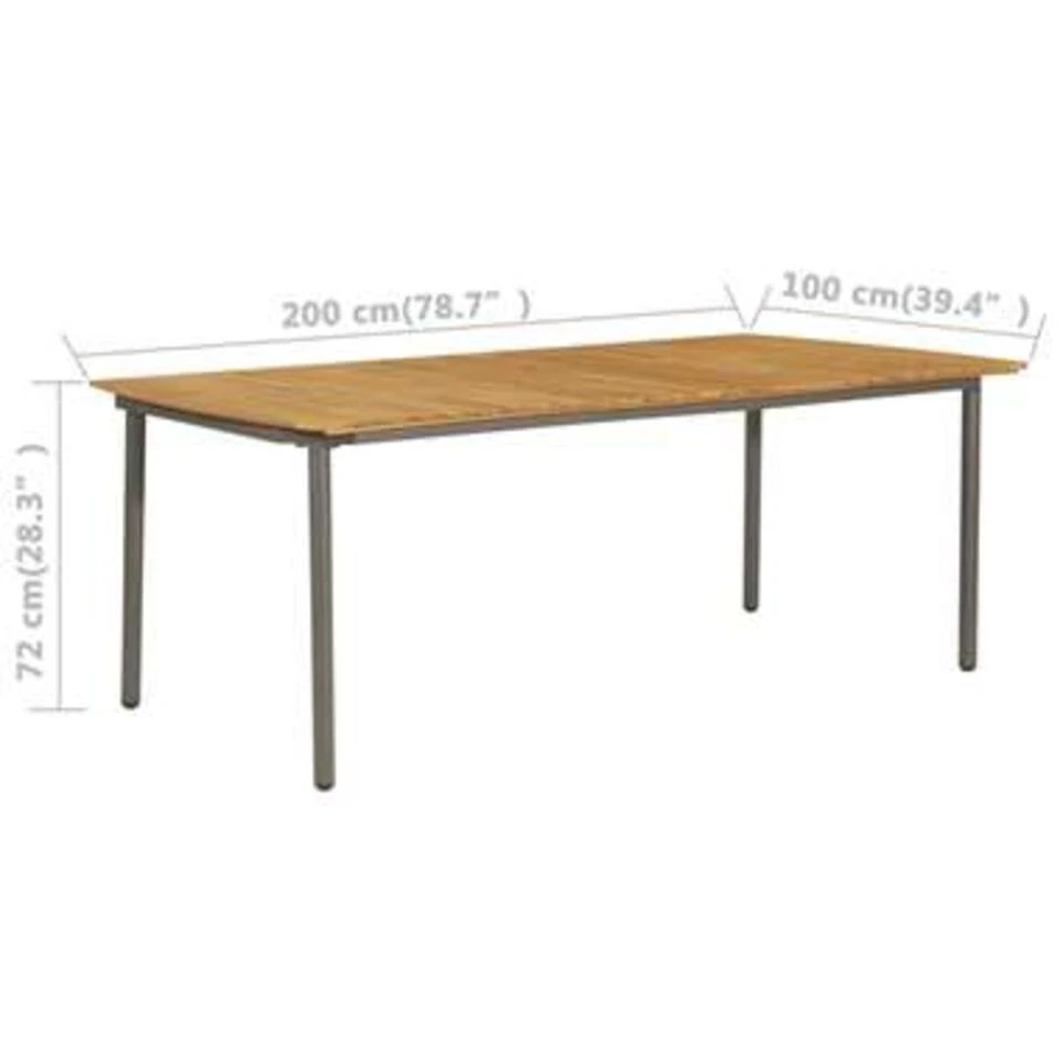 VidaXL Tuintafel 200x100x72 Cm Massief Acaciahout En Staal 4 VidaXL Tuintafel 200x100x72 Cm Massief Acaciahout En Staal - Afbeelding 4
