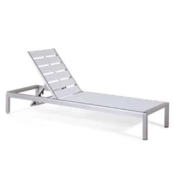 Beliani Tuinligstoel NARDO - Wit Kunsthout, Aluminium -Tuinmeubelen 1000000652 0103