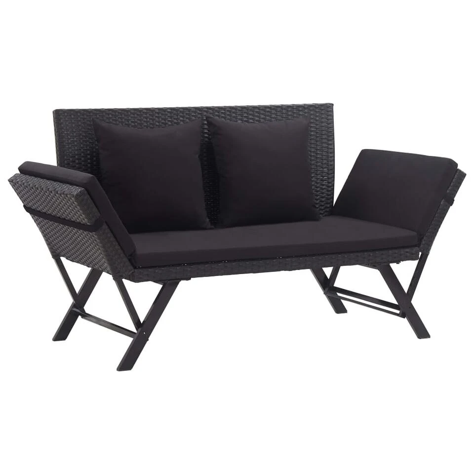 VidaXL Tuinbank Met Kussens 176 Cm Poly Rattan Zwart Overig 1 VidaXL Tuinbank Met Kussens 176 Cm Poly Rattan Zwart Overig