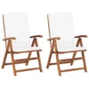 VidaXL Tuinstoelen 2 St Verstelbaar Met Kussens Massief Teakhout Crème