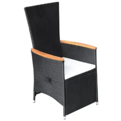 VidaXL Tuinstoelen 2 St Verstelbaar Met Kussens Poly Rattan Zwart -Tuinmeubelen 1000006363 0102