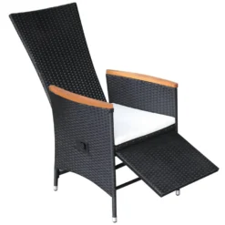 VidaXL Tuinstoelen 2 St Verstelbaar Met Kussens Poly Rattan Zwart -Tuinmeubelen 1000006363 0103