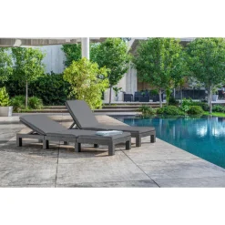 Allibert Daytona Deluxe Ligbed 65x195x25,5cm - 2 Stuks - Grafiet -Tuinmeubelen 1000031146 0102