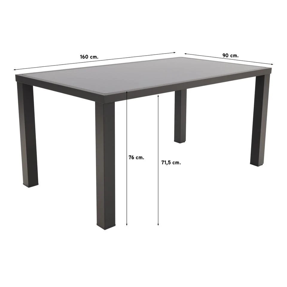 VDG Alma Tuintafel 160 X 90 – Antraciet 2 VDG Alma Tuintafel 160 X 90 – Antraciet - Afbeelding 2