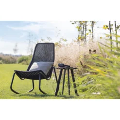 WOOOD Schommelstoel Buiten Tom - Rattan - Zwart - 97x51x95 -Tuinmeubelen 1000033983 0103