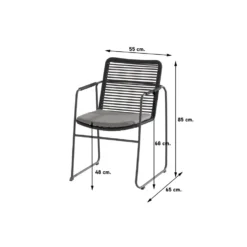 4 Seasons Outdoor Elba Stapelbare Tuinstoel - Donker Grijs -Tuinmeubelen 1000040793 0101