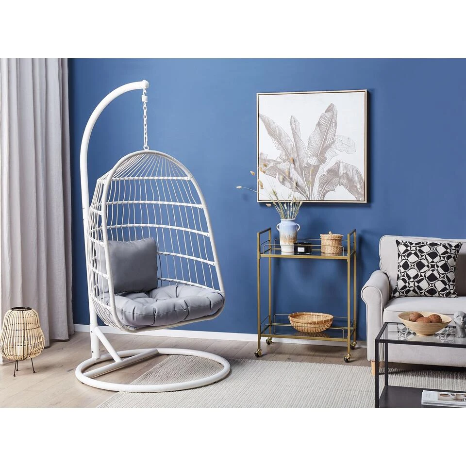 Beliani Hangstoel ALLERA - Wit Polyester 2 Beliani Hangstoel ALLERA - Wit Polyester - Afbeelding 2