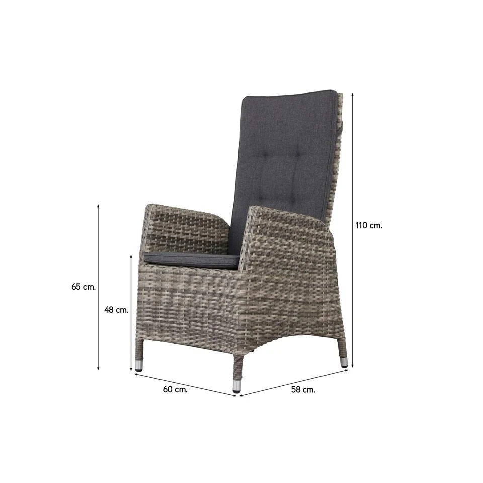 VDG Manhattan Wicker Verstelbare Tuinstoel - Dubbel Light Grey 2 VDG Manhattan Wicker Verstelbare Tuinstoel - Dubbel Light Grey - Afbeelding 2