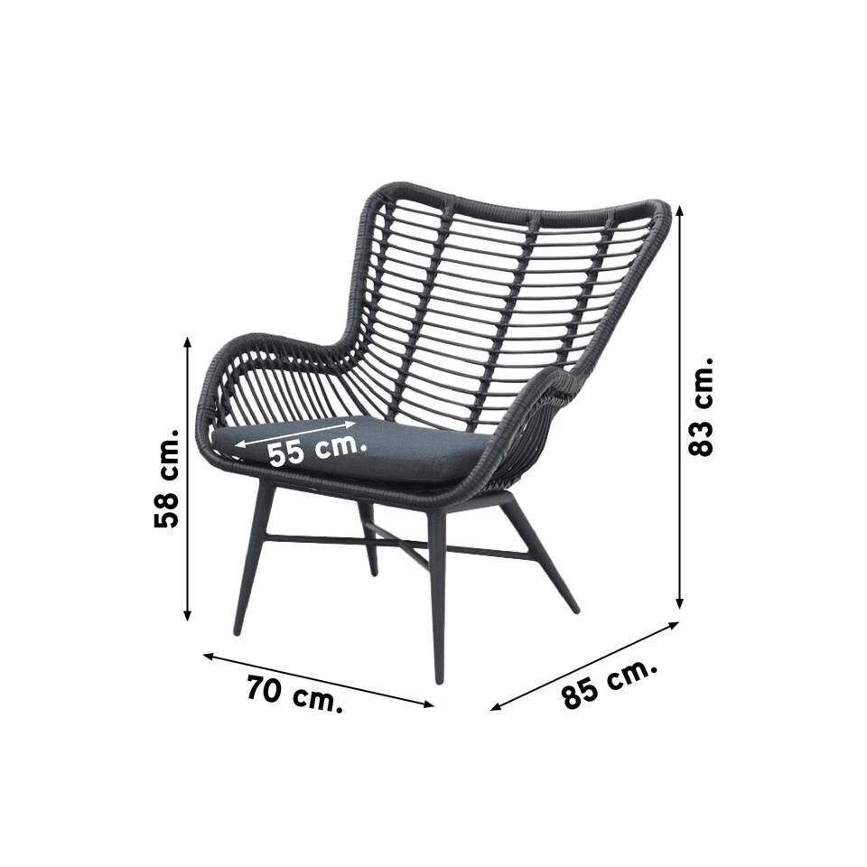 VDG Jasmine Loungestoelen Set - Black 2 VDG Jasmine Loungestoelen Set - Black - Afbeelding 2