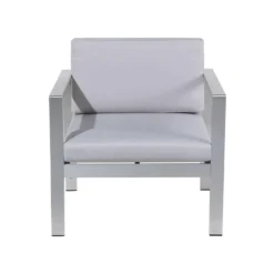 Beliani Tuinstoel SALERNO - Grijs Aluminium -Tuinmeubelen 1000050344 0103