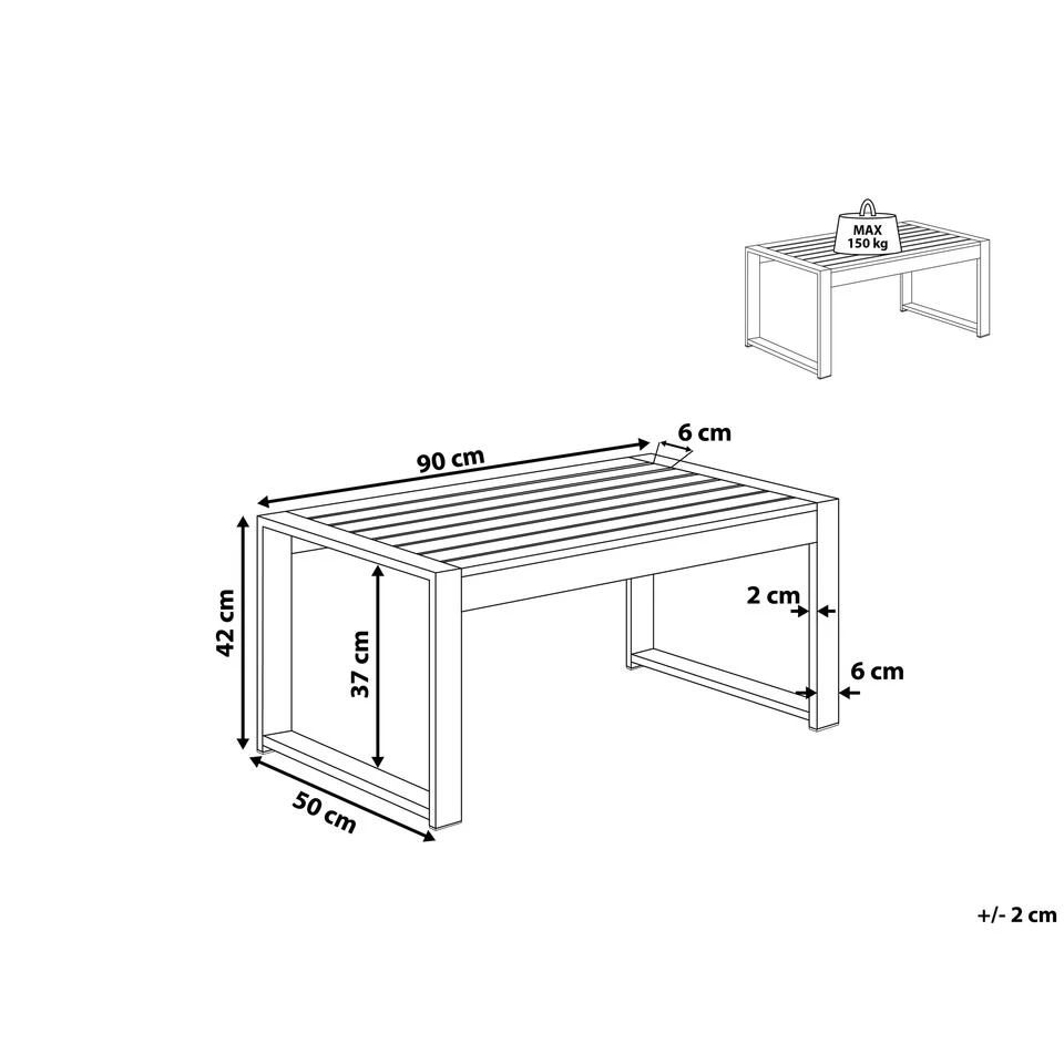 Beliani Salontafel SALERNO - Grijs Aluminium 3 Beliani Salontafel SALERNO - Grijs Aluminium - Afbeelding 3