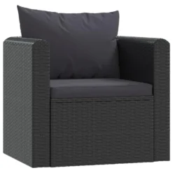 VidaXL Fauteuil Met Kussens Poly Rattan Zwart
