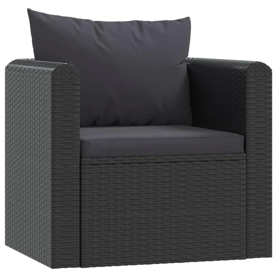 VidaXL Fauteuil Met Kussens Poly Rattan Zwart 1 VidaXL Fauteuil Met Kussens Poly Rattan Zwart