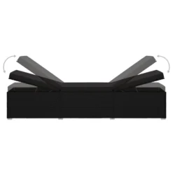 VidaXL 3-delige Ligbeddenset Met Theetafel Poly Rattan Zwart -Tuinmeubelen 1000056383 0105