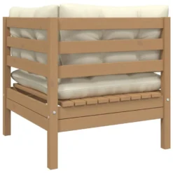 VidaXL Tuinbank 2-zits Met Crèmekleurige Kussens Massief Grenenhout -Tuinmeubelen 1000056405 0103