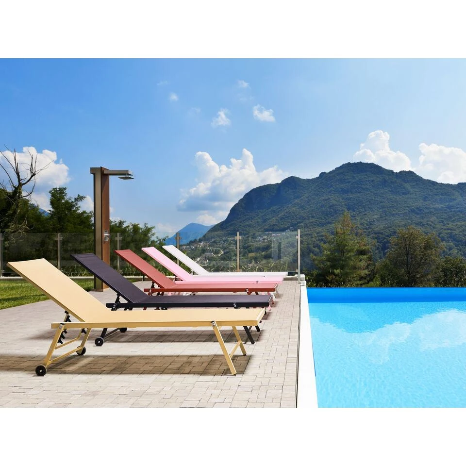 Beliani Tuinligstoel PORTOFINO - Geel Aluminium, Textiel 4 Beliani Tuinligstoel PORTOFINO - Geel Aluminium, Textiel - Afbeelding 4