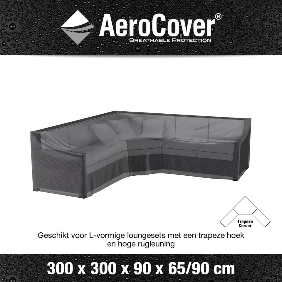 Aerocover Loungesethoes 300x300x90x65 Cm - L-vorm Trapeze 2 Aerocover Loungesethoes 300x300x90x65 Cm - L-vorm Trapeze - Afbeelding 2