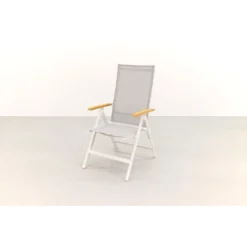 Hartman Napoli Verstelbare Tuinstoel - Teak Armleuning - Wit -Tuinmeubelen 1000074462 0103