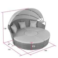 Tectake - Zonne-eiland Ligbed - Wicker/aluminium - Losse Elementen - Natuur -Tuinmeubelen 1000077821 0103