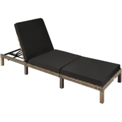 Tectake - Ligstoel Sofia - Wicker Zonnebed - Natuurkleur