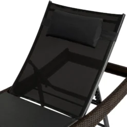 Tectake - Wicker Ligbed Delphine, Mixed Bruin, 211 Cm Lang -Tuinmeubelen 1000077830 0103