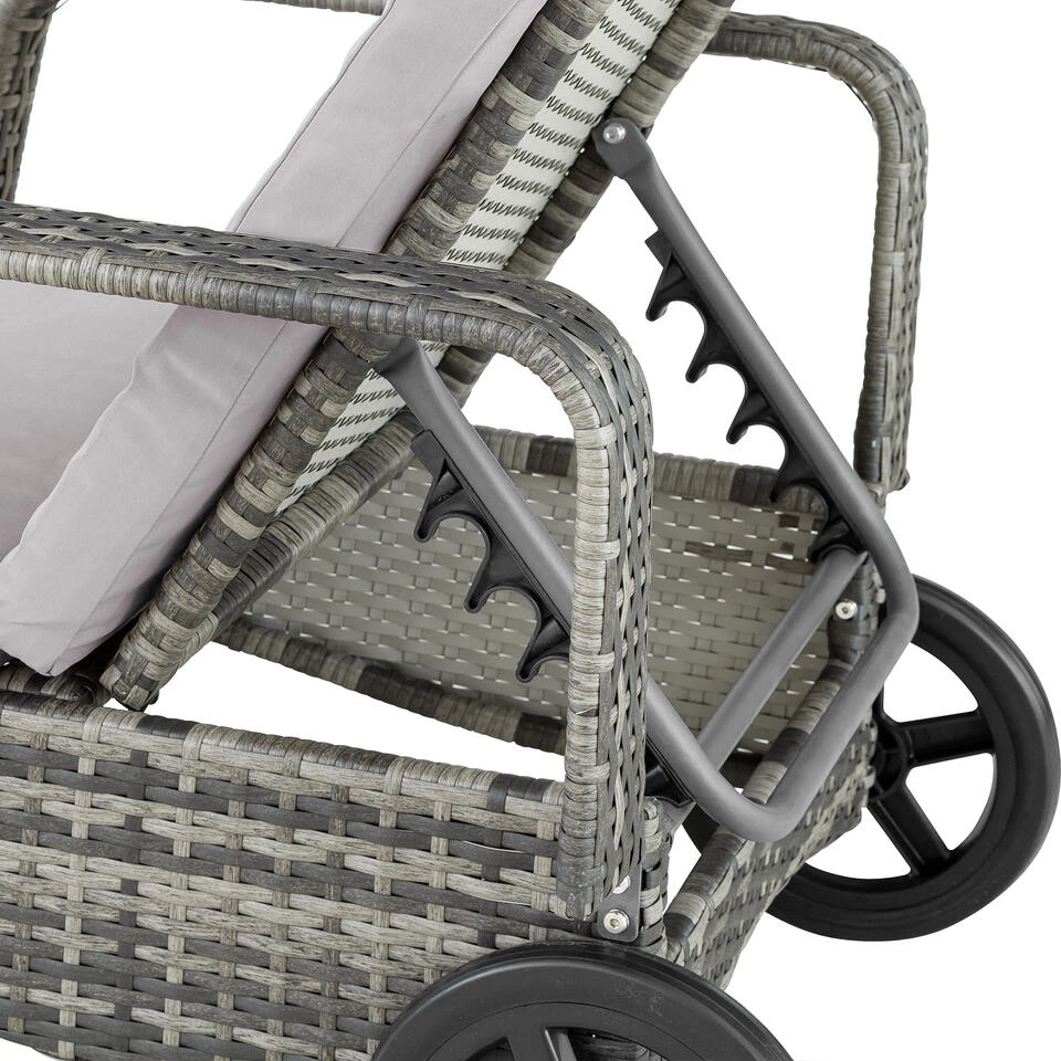 Tectake - Wicker Ligbed Cassis Ligstoel Zonnebed - Grijs 4 Tectake - Wicker Ligbed Cassis Ligstoel Zonnebed - Grijs - Afbeelding 4