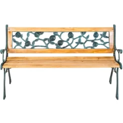Tectake - Tuinbank - Hout/gietijzer - 124x52x74 Cm -Tuinmeubelen 1000078024 0103