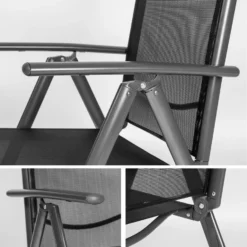Tectake - Aluminium Tuinstoel / Tuin Stoel Antraciet - Zwart 7 Tectake - Aluminium Tuinstoel / Tuin Stoel Antraciet - Zwart -Tuinmeubelen 1000078044 0103