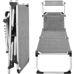 Tectake - Ligbed Lorella - Aluminium- Grijs Gemeleerd -Tuinmeubelen 1000082531 0102