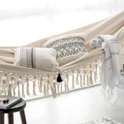 QUVIO Hangmat Katoen 280x150 Cm - Wit -Tuinmeubelen 1000083227 0102