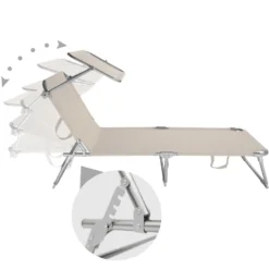 Tectake - 2 Ligbedden Met Zonnedak Beige -Tuinmeubelen 1000083237 0102