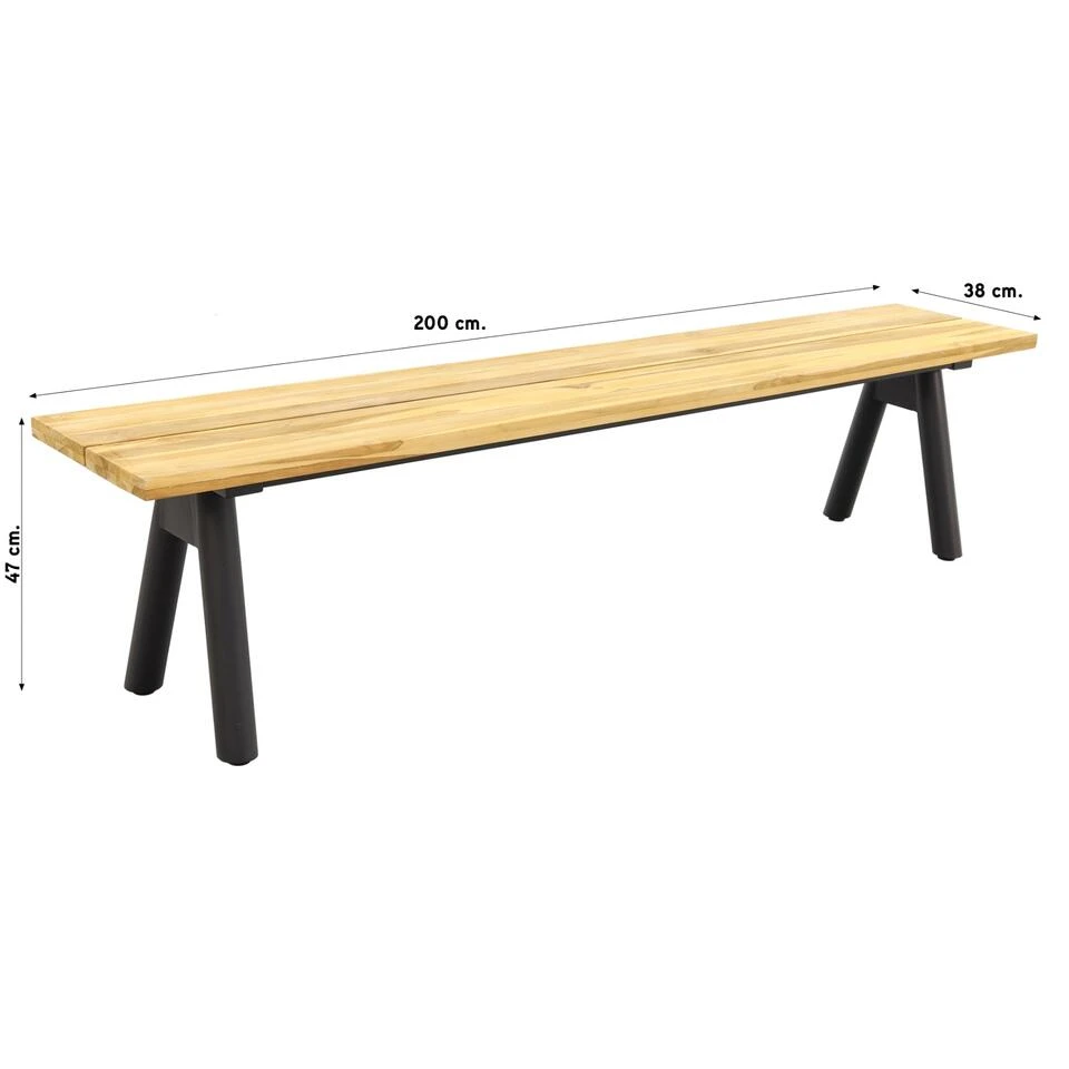 VDG Mason Teak Sportbank 200 Cm 2 VDG Mason Teak Sportbank 200 Cm - Afbeelding 2