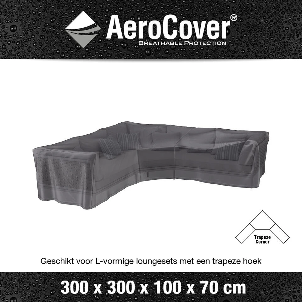 Aerocover Loungesethoes 300x300 Cm - L-vorm Trapeze 2 Aerocover Loungesethoes 300x300 Cm - L-vorm Trapeze - Afbeelding 2