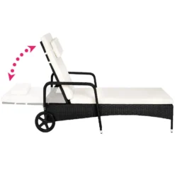 Tectake - Wicker Ligbed – Zwart - Afmetingen 200 X 70 X 33 Cm -Tuinmeubelen 1000086056 0102