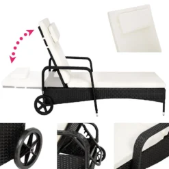 Tectake - Ligstoel - Wicker - Zwart -Tuinmeubelen 1000086059 0102