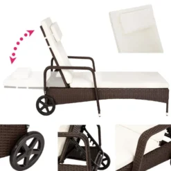 Tectake - Ligstoel - Rotan - Bruin -Tuinmeubelen 1000086065 0102