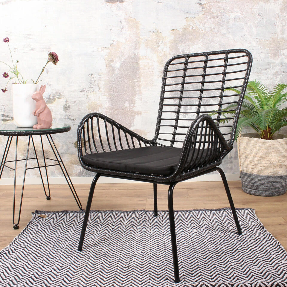 DS4U® Modo Rieten Lounge - Wicker - Zwart 2 DS4U® Modo Rieten Lounge - Wicker - Zwart - Afbeelding 2
