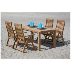 Exotan Verstelbare Tuinstoel Comfort - Teak - Naturel - 109x74x58 -Tuinmeubelen 1000088947 0102