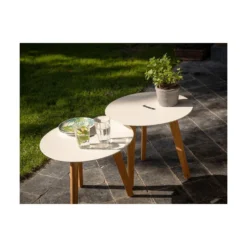 Exotan Bijzettafels Binnen/Buiten Laura - Teak - Wit - Set Van 2 -Tuinmeubelen 1000088977 0102