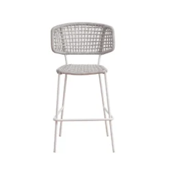 Barkruk Buiten Leslie Touw Wit - 56x58x109 Cm - Touw - Wit -Tuinmeubelen 1000092402 0102