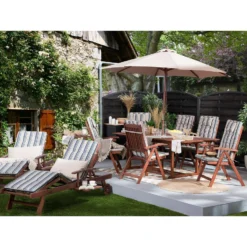 Beliani Tuinligstoel MARLBORO / JAVA / TOSCANA - Donkere Houtkleur Acaciahout -Tuinmeubelen 1000096765 0103