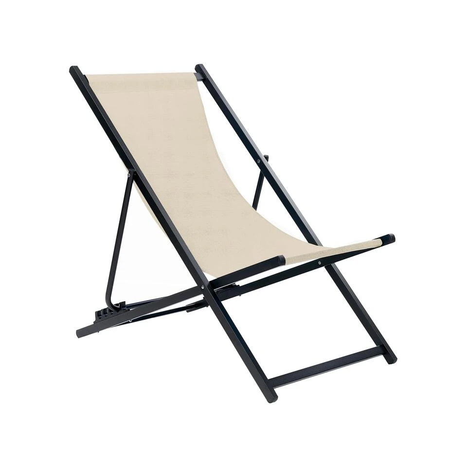 Beliani Tuinligstoel LOCRI II - Beige Synthetisch Materiaal, Aluminium 1 Beliani Tuinligstoel LOCRI II - Beige Synthetisch Materiaal, Aluminium