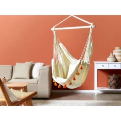 Beliani Hangstoel VARENA - Beige Katoen -Tuinmeubelen 1000096792 0103