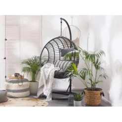 Beliani Hangstoel ASPIO - Zwart Pe Rotan -Tuinmeubelen 1498029831 0102