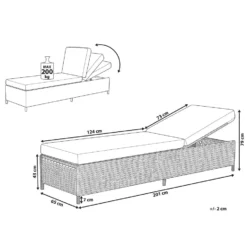 Beliani Tuinligstoel TURIN - Grijs Pe Rotan -Tuinmeubelen 1605959690 0104