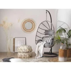 Beliani Hangstoel CASOLI - Grijs Pe Rotan -Tuinmeubelen 1640452479 0101