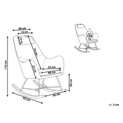 Beliani Schommelstoel ARRIE - Grijs Fluweel -Tuinmeubelen 1783630521 0102