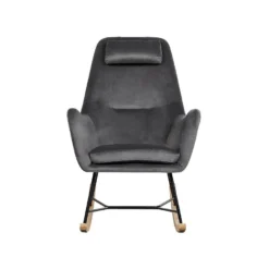 Beliani Schommelstoel ARRIE - Grijs Fluweel -Tuinmeubelen 1783630521 0103