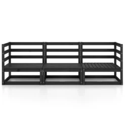 VidaXL Tuinbank 3-zits Massief Grenenhout Zwart -Tuinmeubelen 2655acd44e8c4c439b68eaa42eaf3fe8